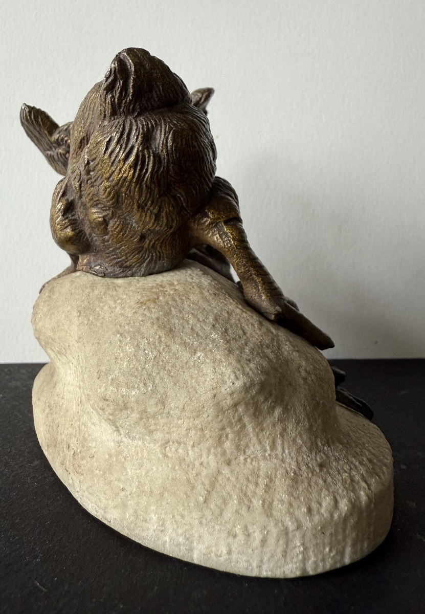 Le canard et la grenouille , sujet en bronze-photo-1