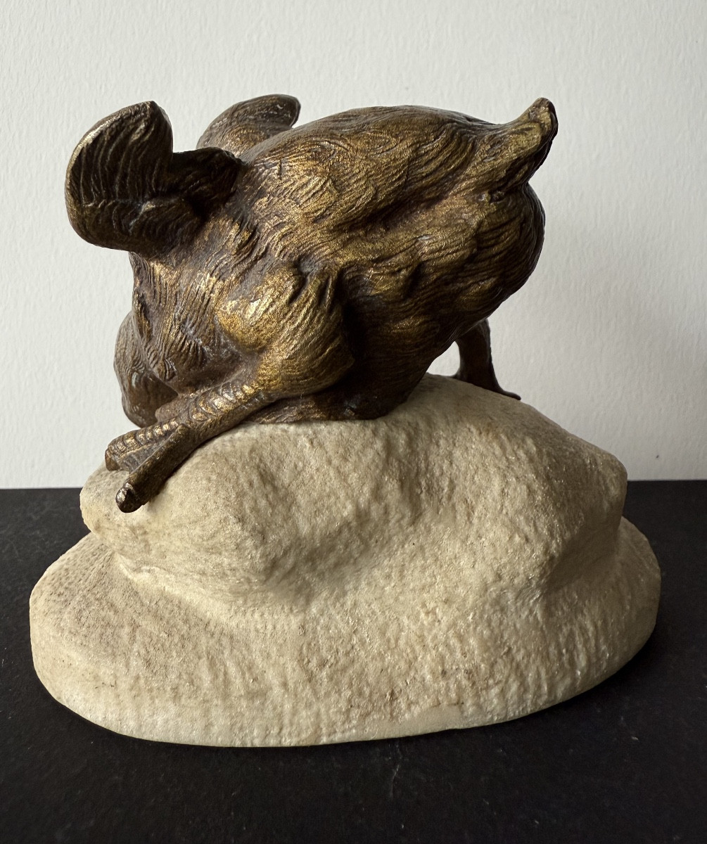 Le canard et la grenouille , sujet en bronze-photo-2