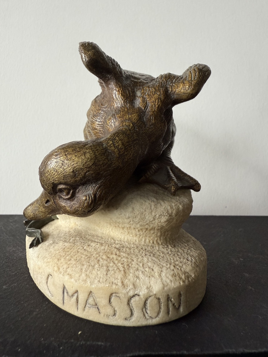 Le canard et la grenouille , sujet en bronze-photo-4