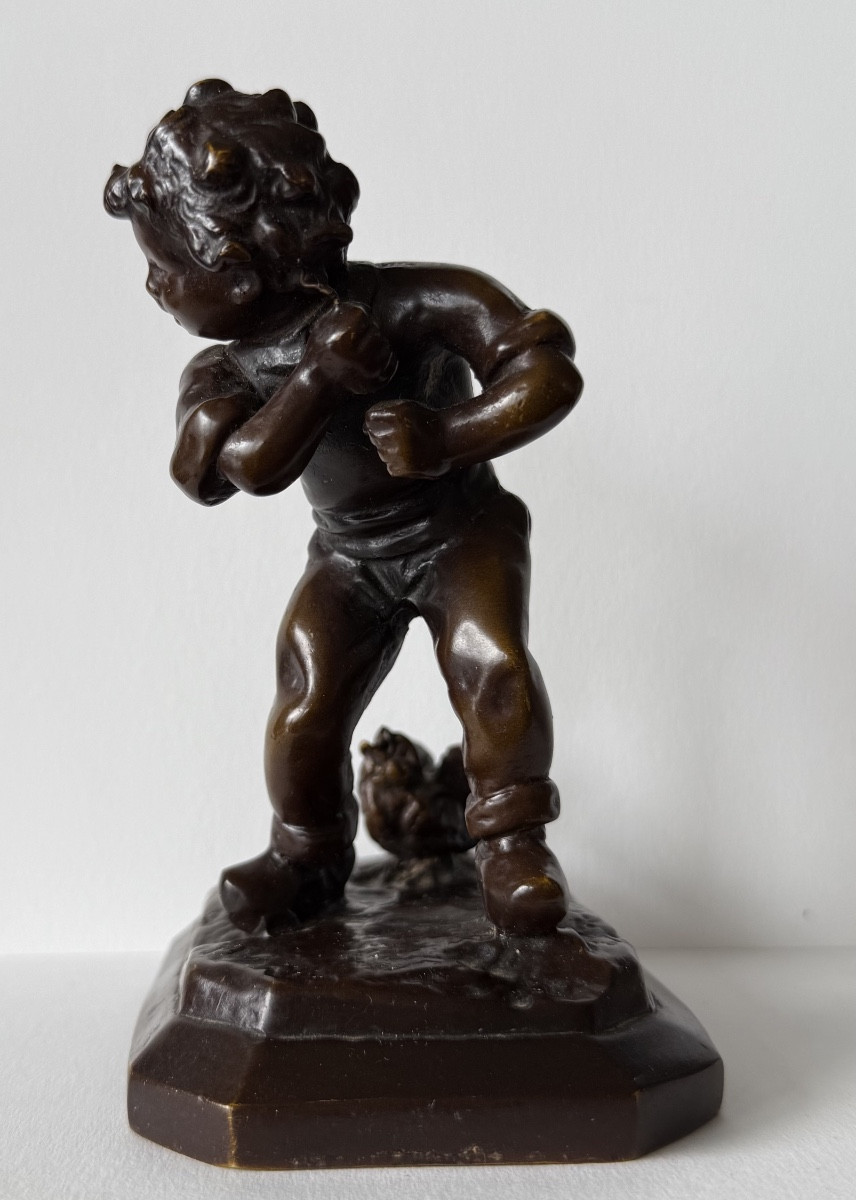 Bronze Subject, The Child And The Chick -photo-6