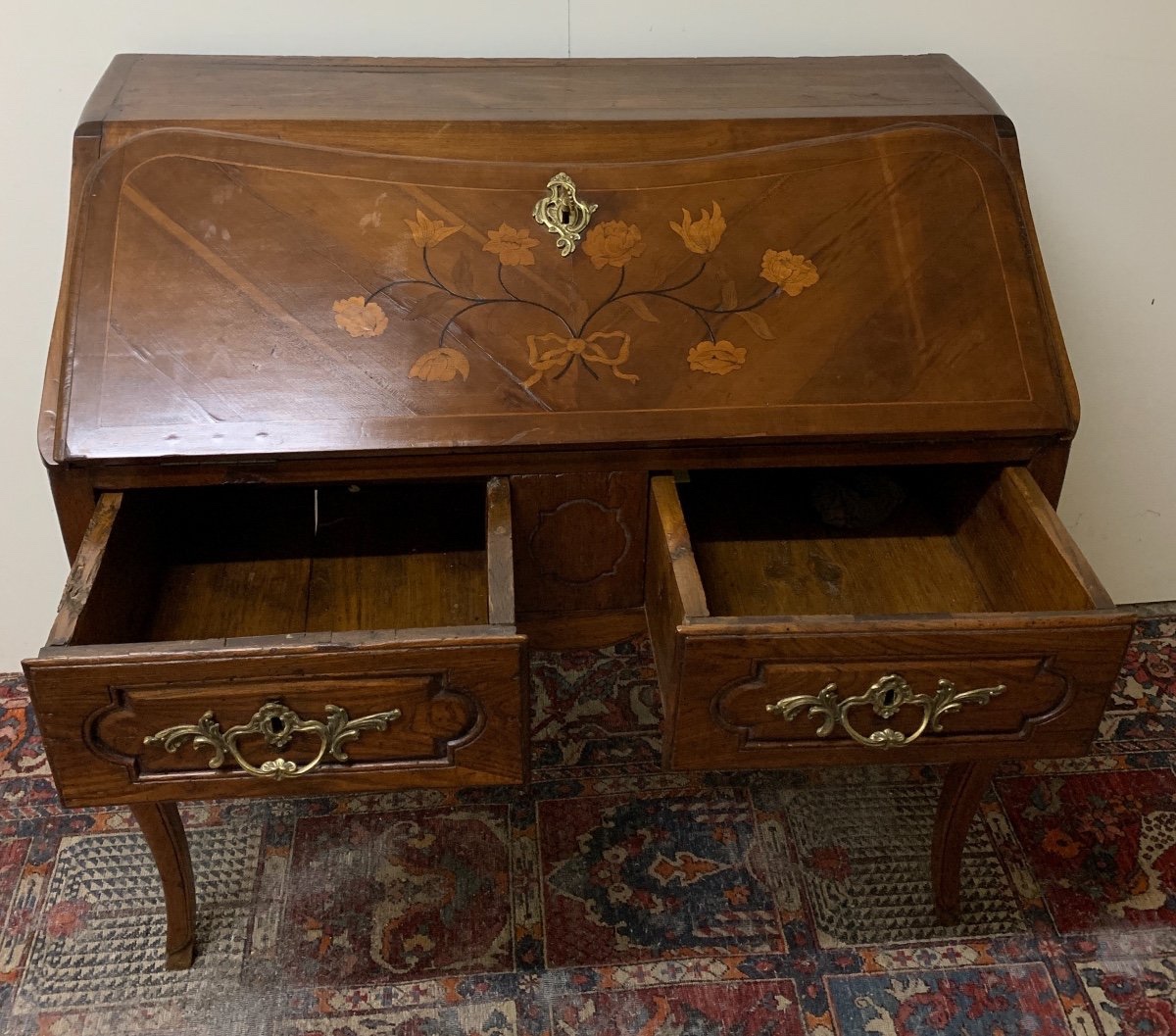 Louis XV Style Marquetry Donkey Back Desk -photo-3