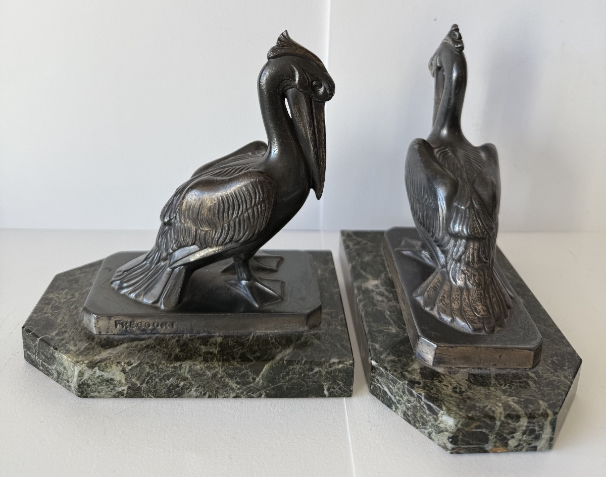 Pelicans, Bookends Signed Frécourt -photo-4