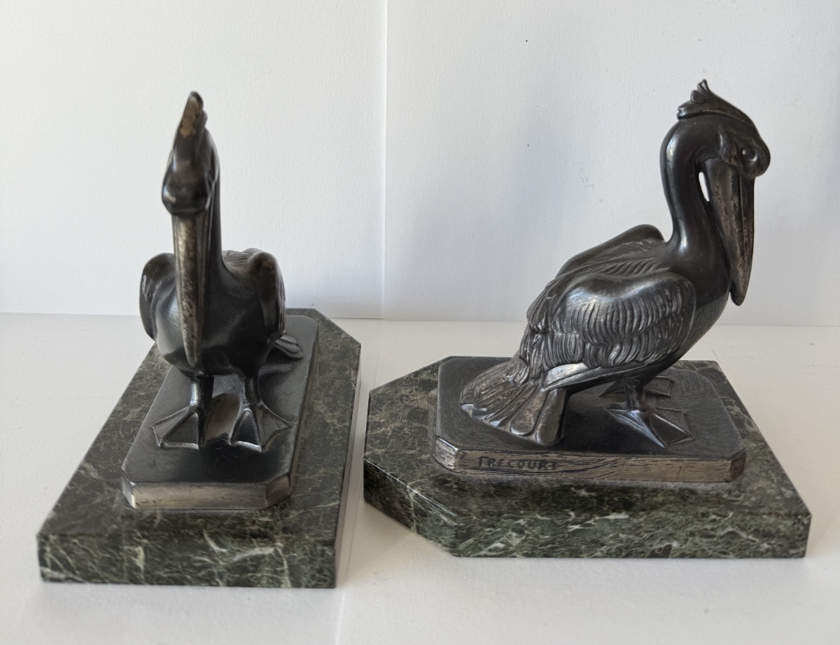 Pelicans, Bookends Signed Frécourt -photo-1