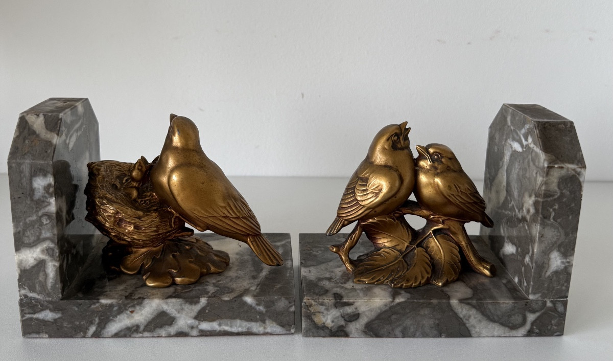 Pair Of Bookends Depicting Goldfinches -photo-4