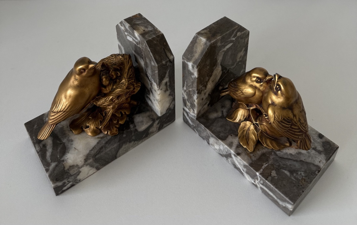 Pair Of Bookends Depicting Goldfinches -photo-7