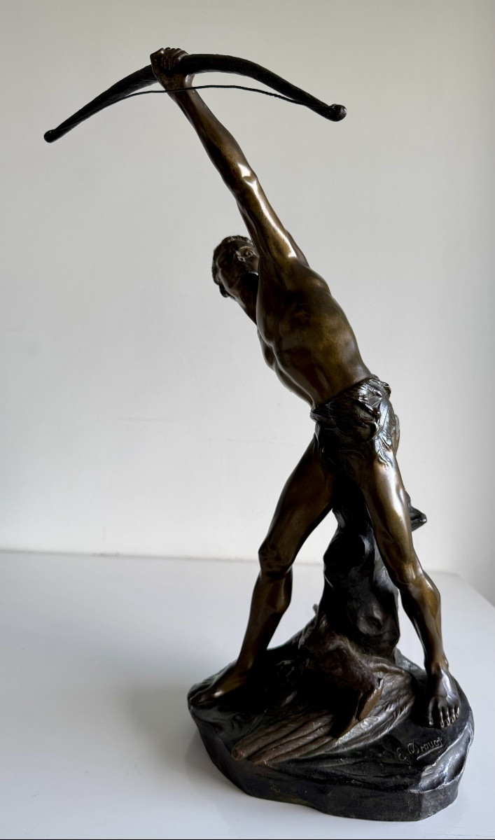 L' archer , Bronze signé Edouard Drouot-photo-2