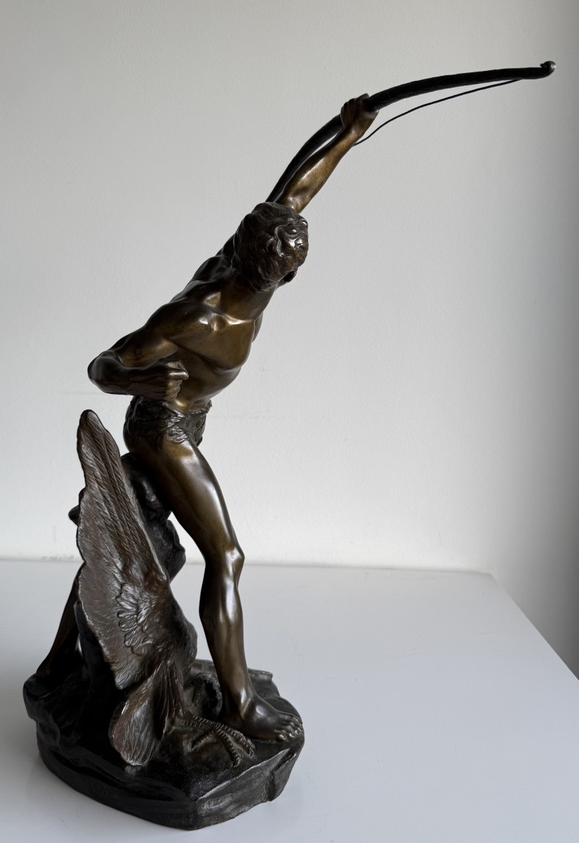L' archer , Bronze signé Edouard Drouot-photo-1