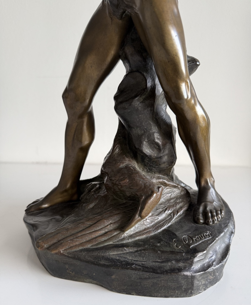 L' archer , Bronze signé Edouard Drouot-photo-2