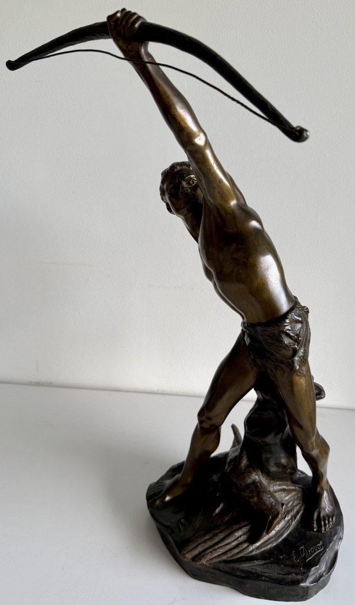 L' archer , Bronze signé Edouard Drouot-photo-5