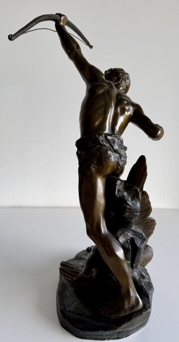 L' archer , Bronze signé Edouard Drouot-photo-8