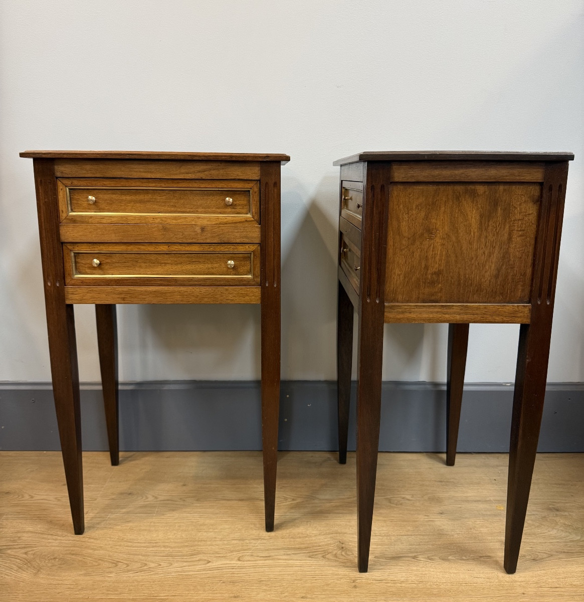 Paire de chevets  en noyer-photo-3