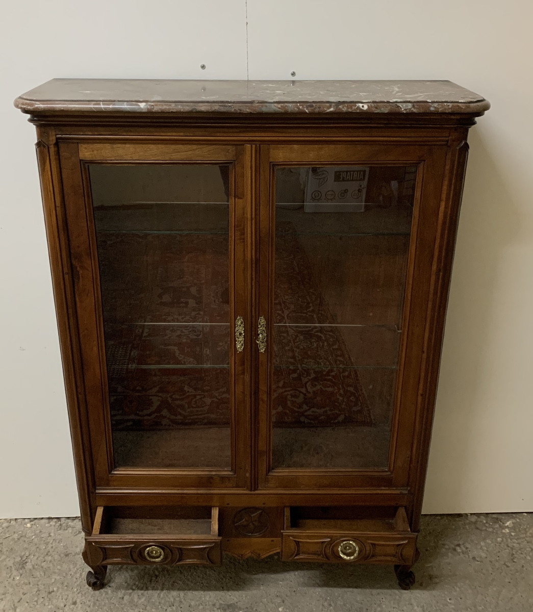 Louis XV Style Walnut Display Cabinet -photo-1
