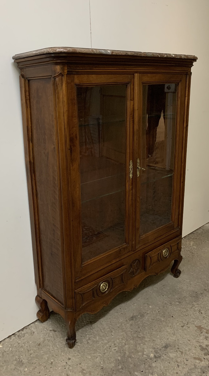 Louis XV Style Walnut Display Cabinet -photo-8