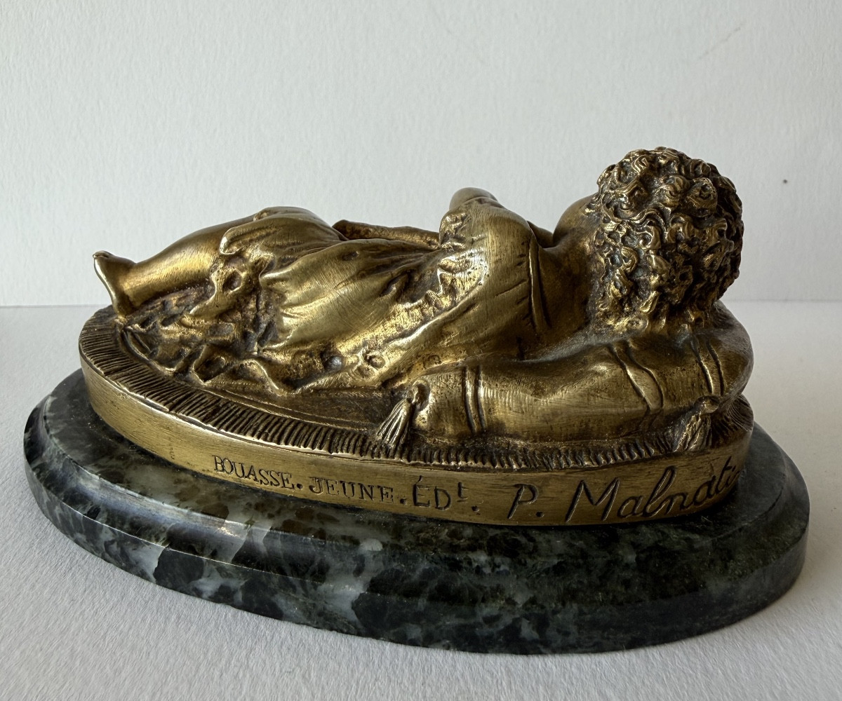 Le petit  berger endormi  , sujet en bronze -photo-6