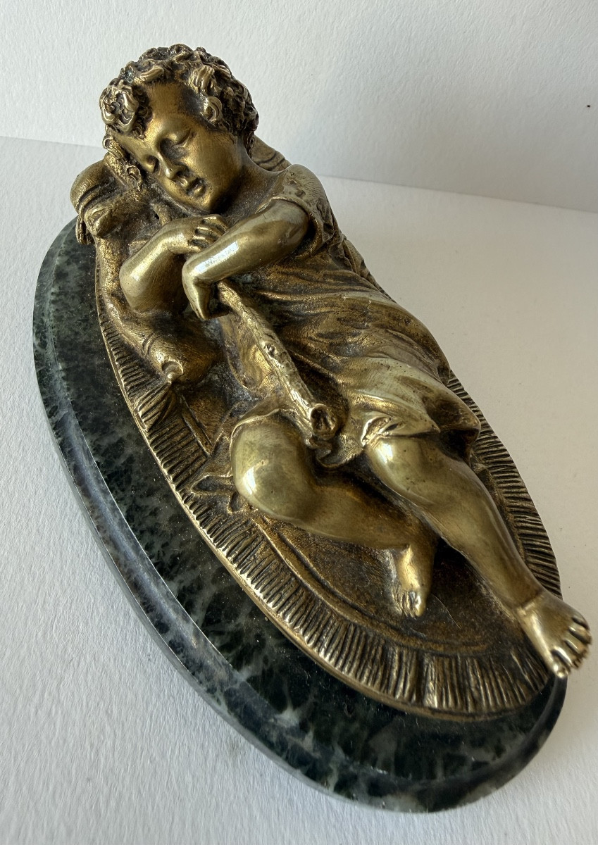 Le petit  berger endormi  , sujet en bronze -photo-7
