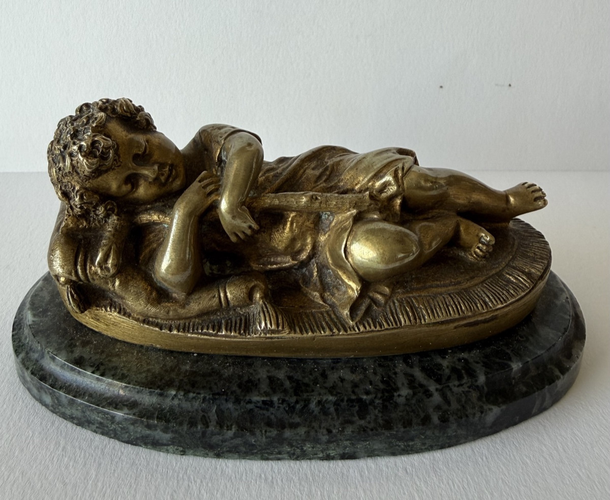 Le petit  berger endormi  , sujet en bronze 