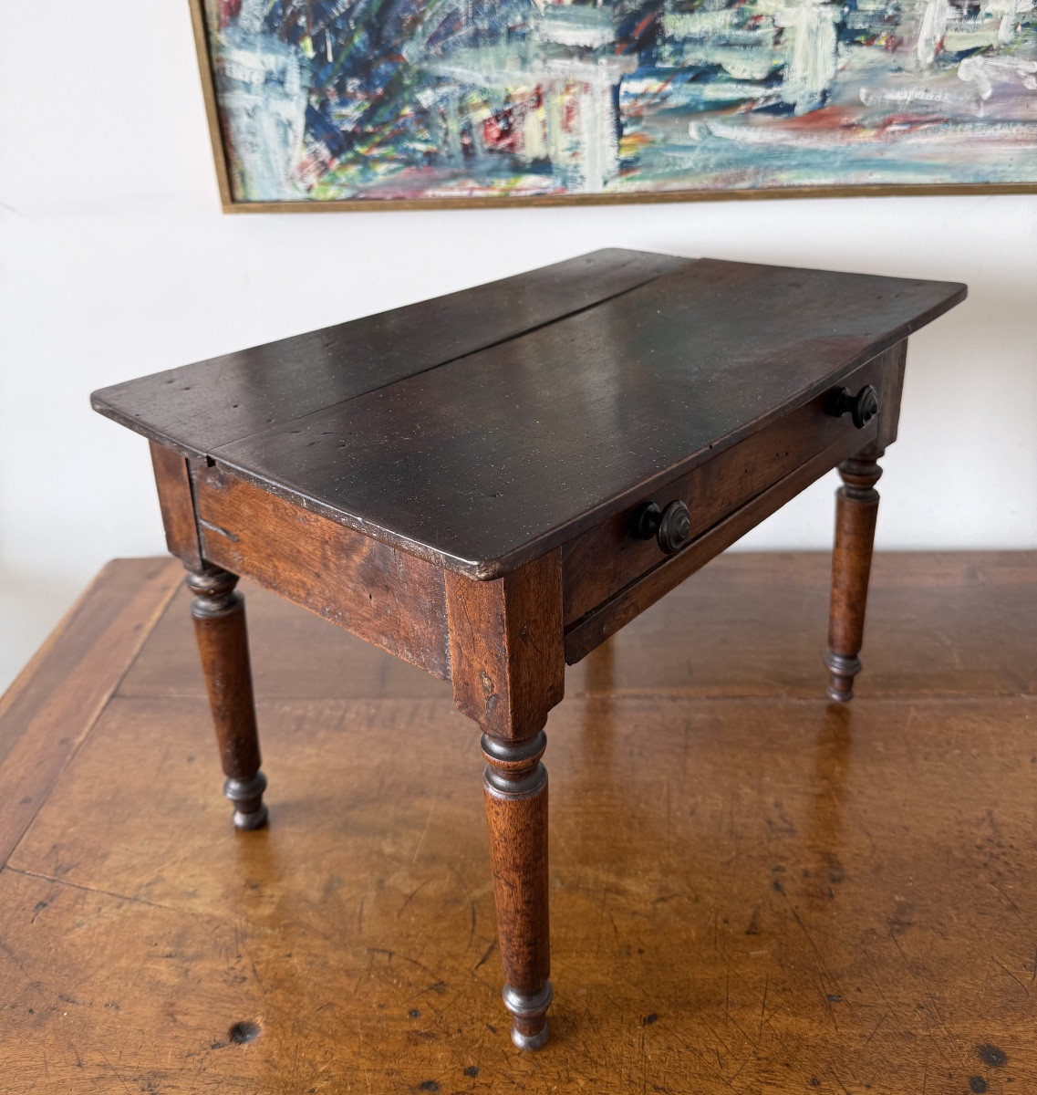 Petite table de maîtrise en noyer-photo-3