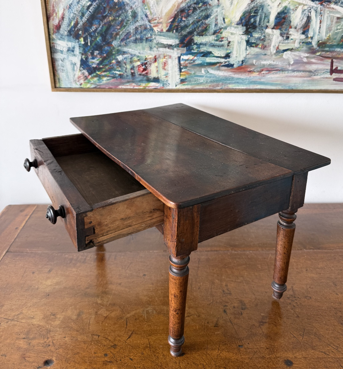 Petite table de maîtrise en noyer-photo-3