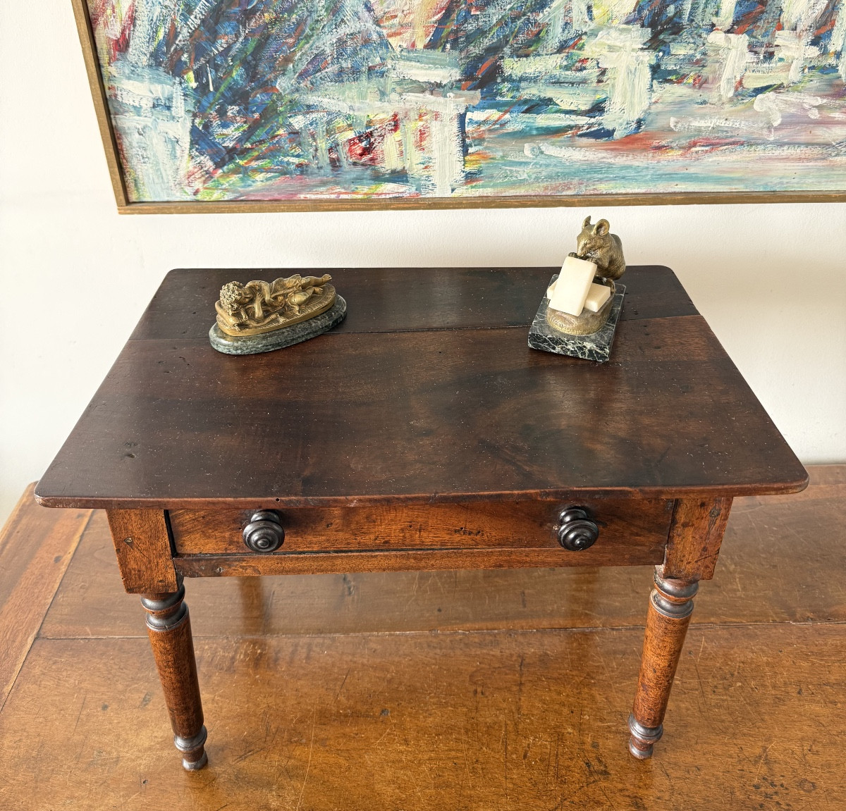 Petite table de maîtrise en noyer-photo-4