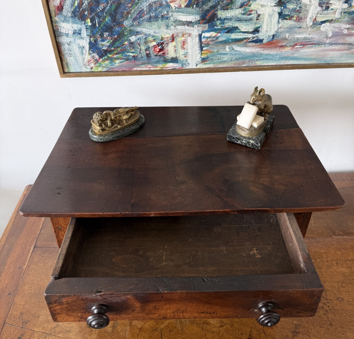 Petite table de maîtrise en noyer-photo-6