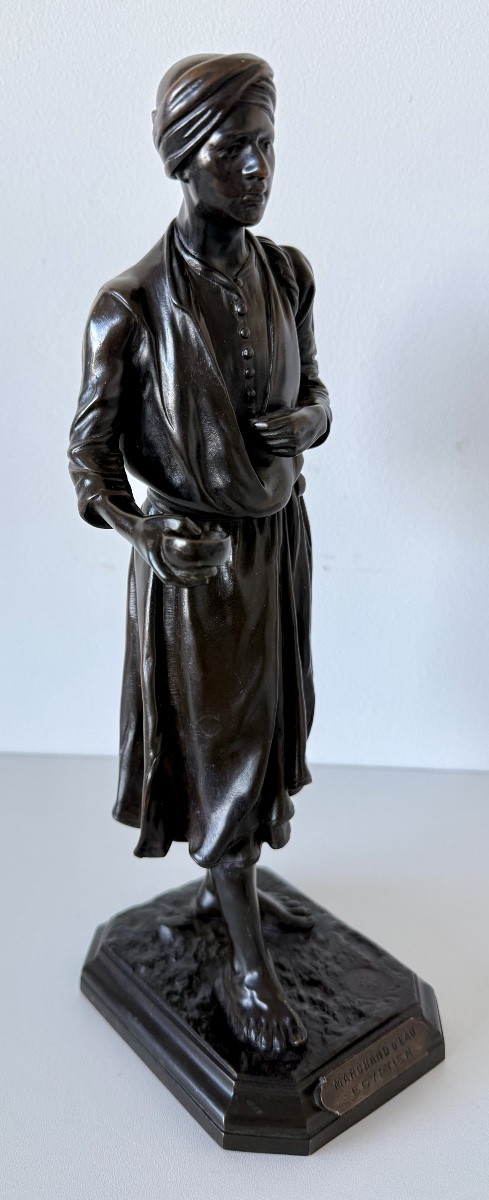 Le marchand d eau égyptien, sculpture en bronze-photo-2