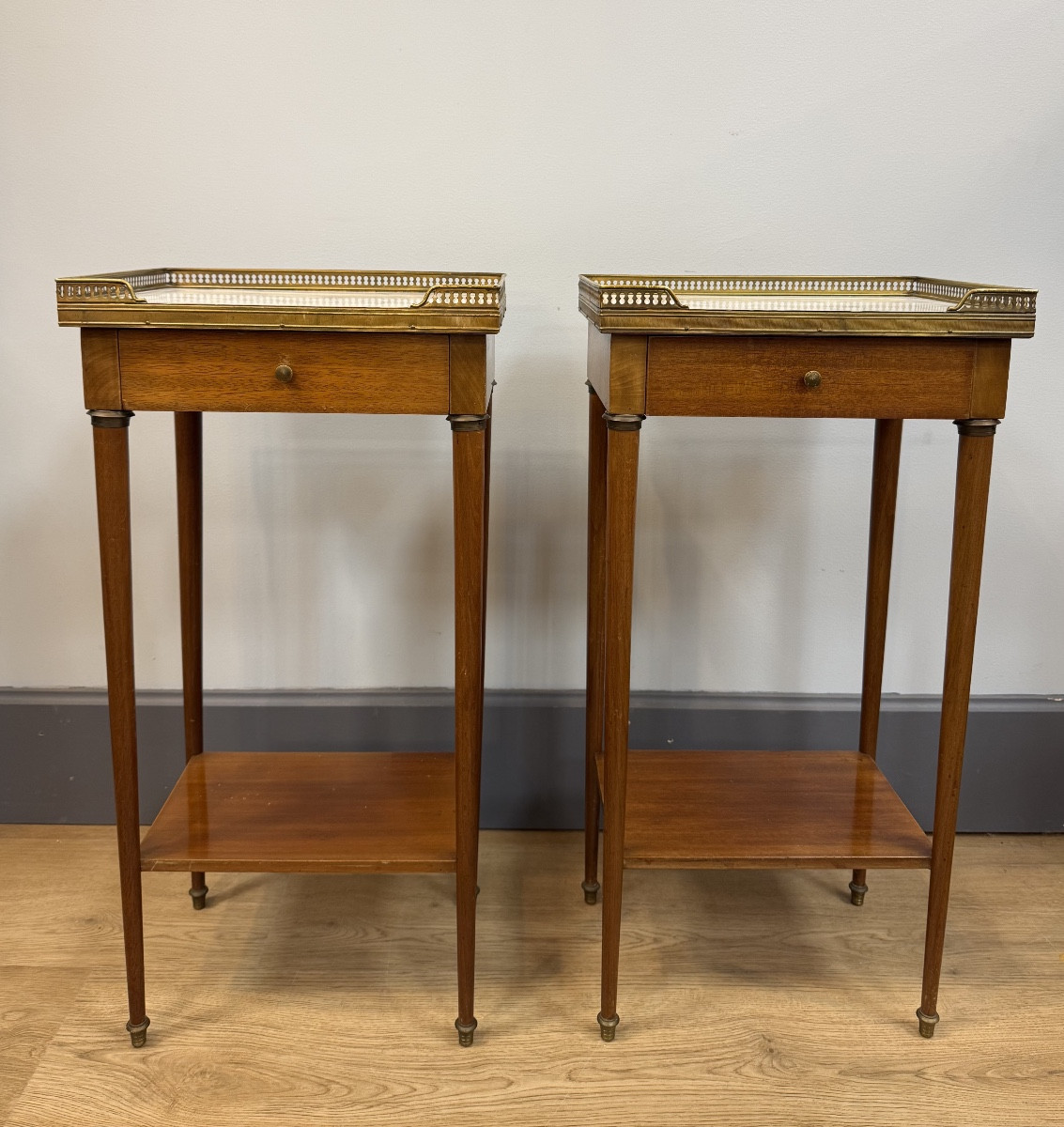 Pair Of Louis XVI Style Mahogany Bedside Tables-photo-2