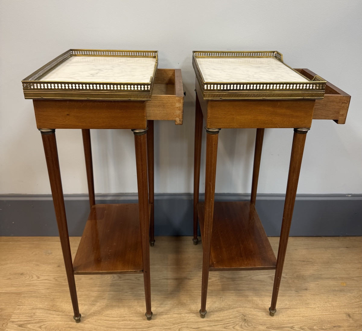 Pair Of Louis XVI Style Mahogany Bedside Tables-photo-4