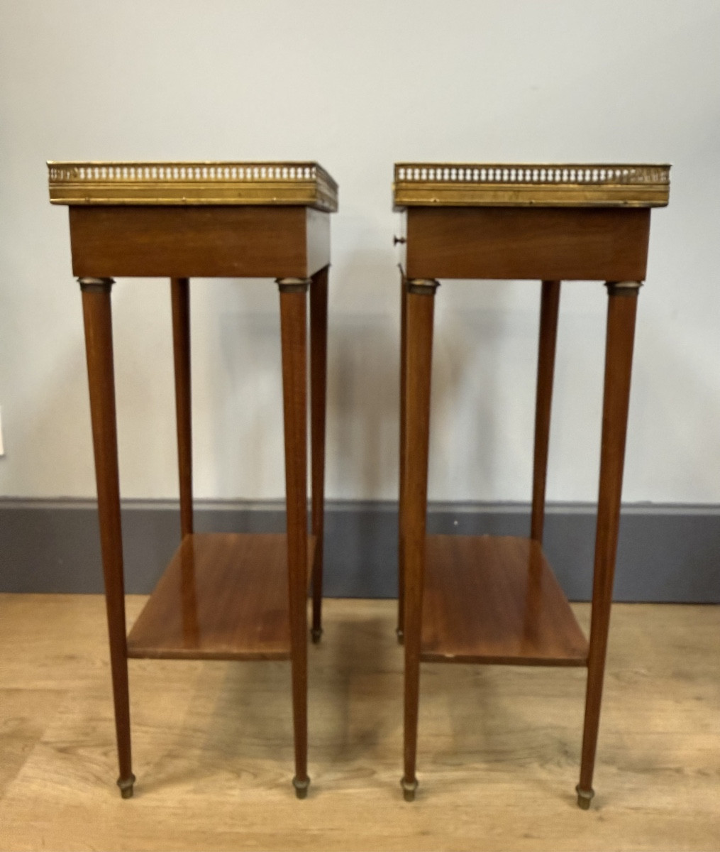 Pair Of Louis XVI Style Mahogany Bedside Tables-photo-2