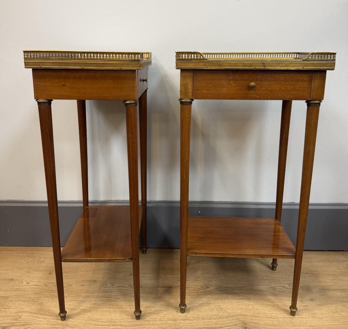 Pair Of Louis XVI Style Mahogany Bedside Tables-photo-5