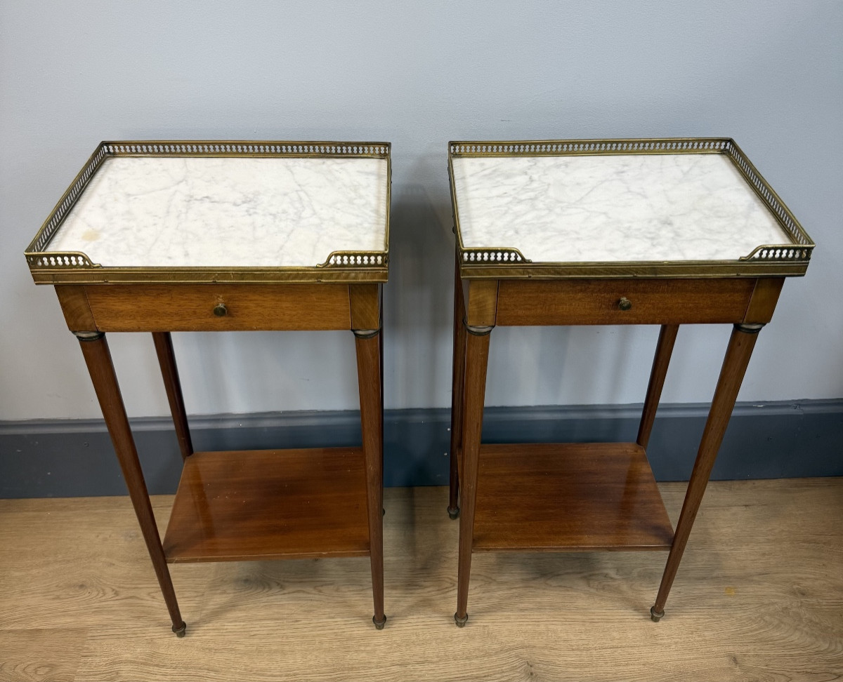 Pair Of Louis XVI Style Mahogany Bedside Tables