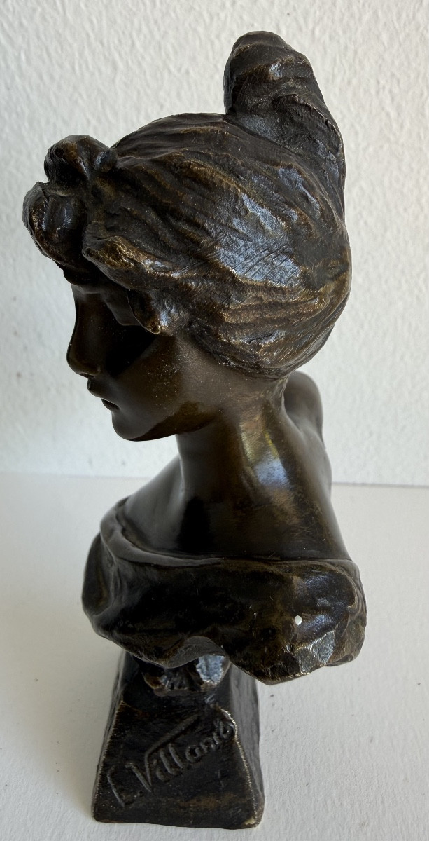 ALDA petit buste en bronze signé Villanis-photo-3