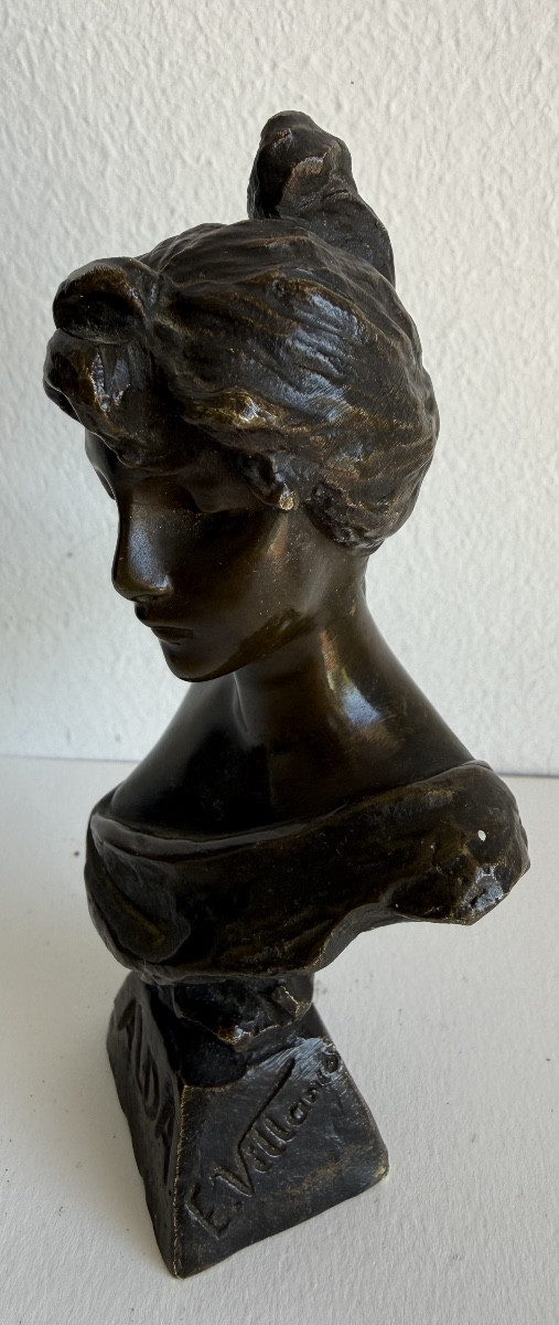 ALDA petit buste en bronze signé Villanis-photo-7