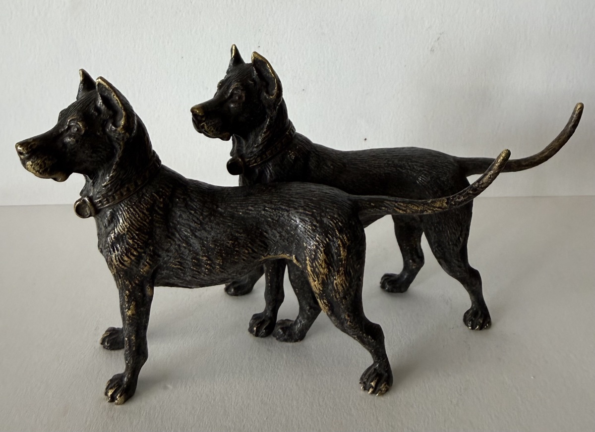 Pair Of Bronze Dogs