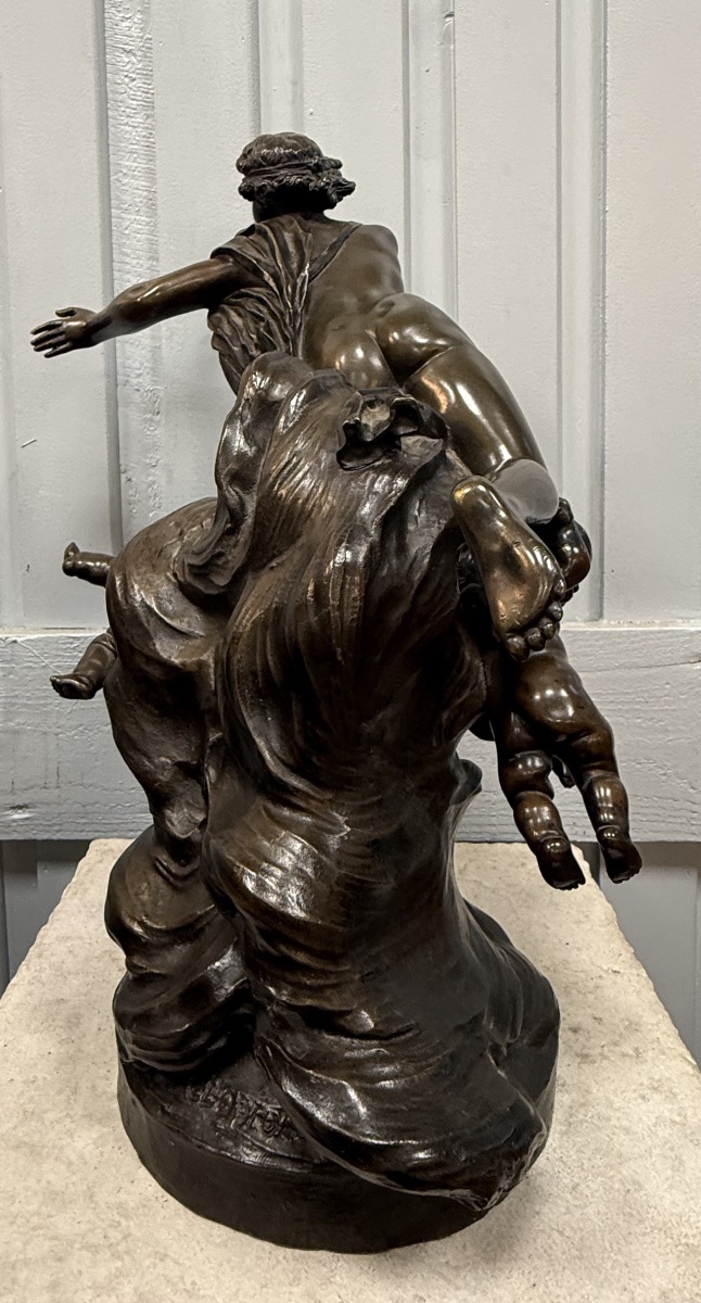 Bronze Statue Of Cupid Surrounded By Putti, Signed "clodion"-photo-3