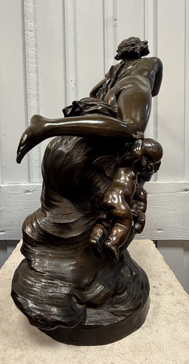 Bronze Statue Of Cupid Surrounded By Putti, Signed "clodion"-photo-4