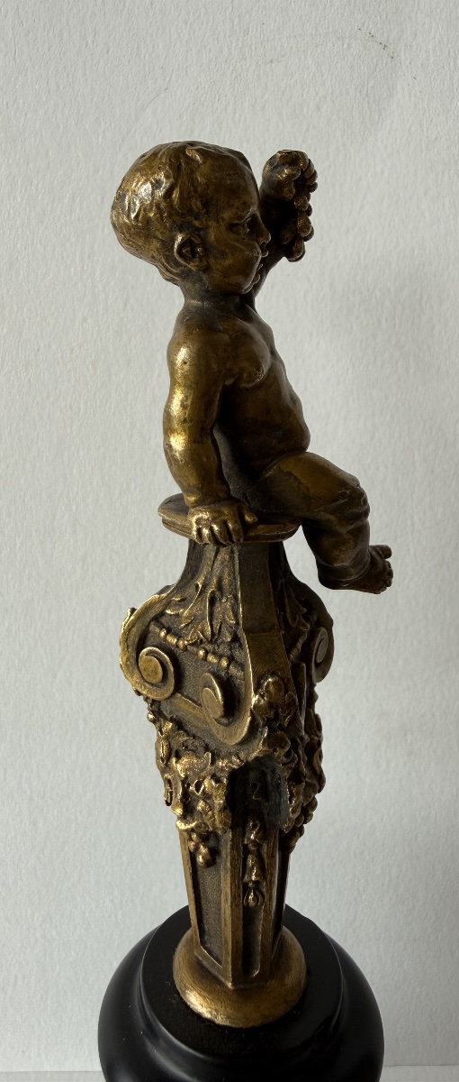 Petite sculpture en  bronze représentant un chérubin-photo-4