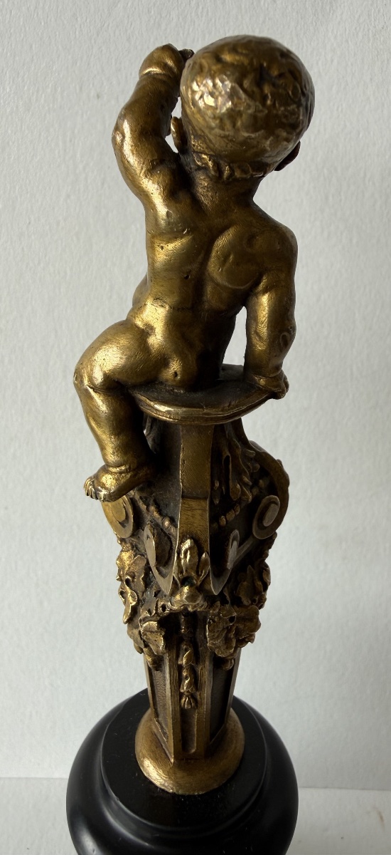 Petite sculpture en  bronze représentant un chérubin-photo-7