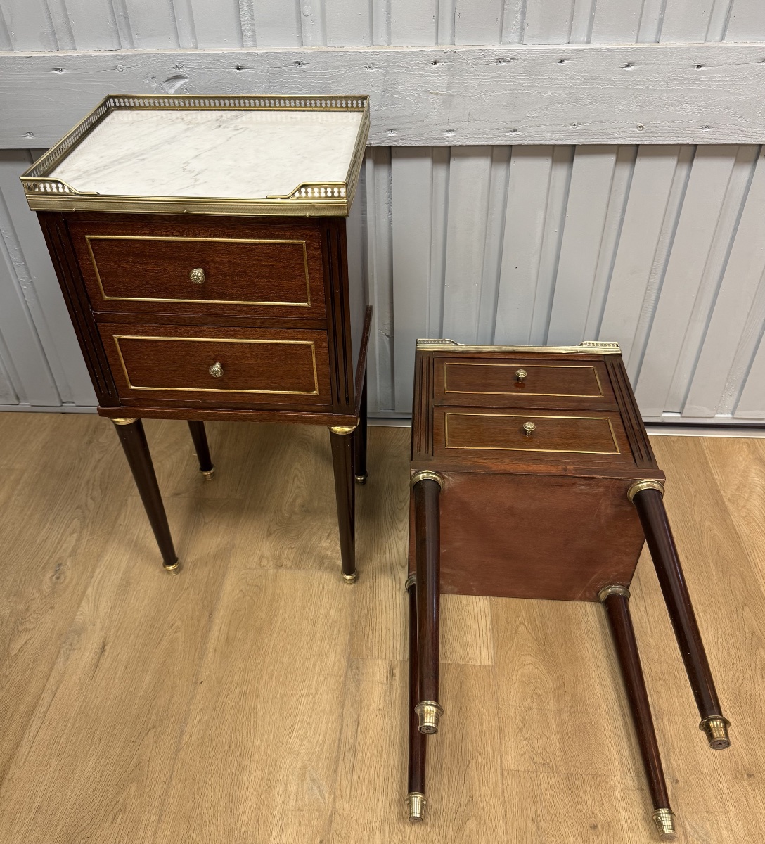 Pair Of Louis XVI-style Mahogany Nightstands-photo-8