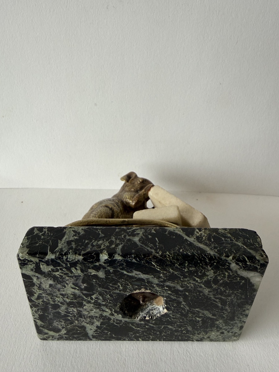 Mouse Nibbling On A Sugar Cube, Bronze Sculpture Signed "c Masson"-photo-8