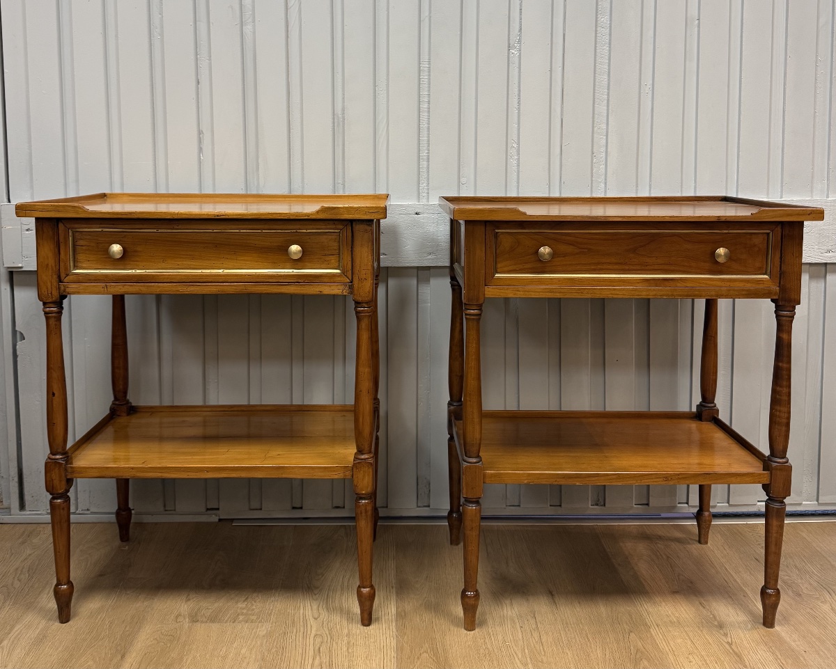 Pair Of Cherry Wood Side Tables -photo-2