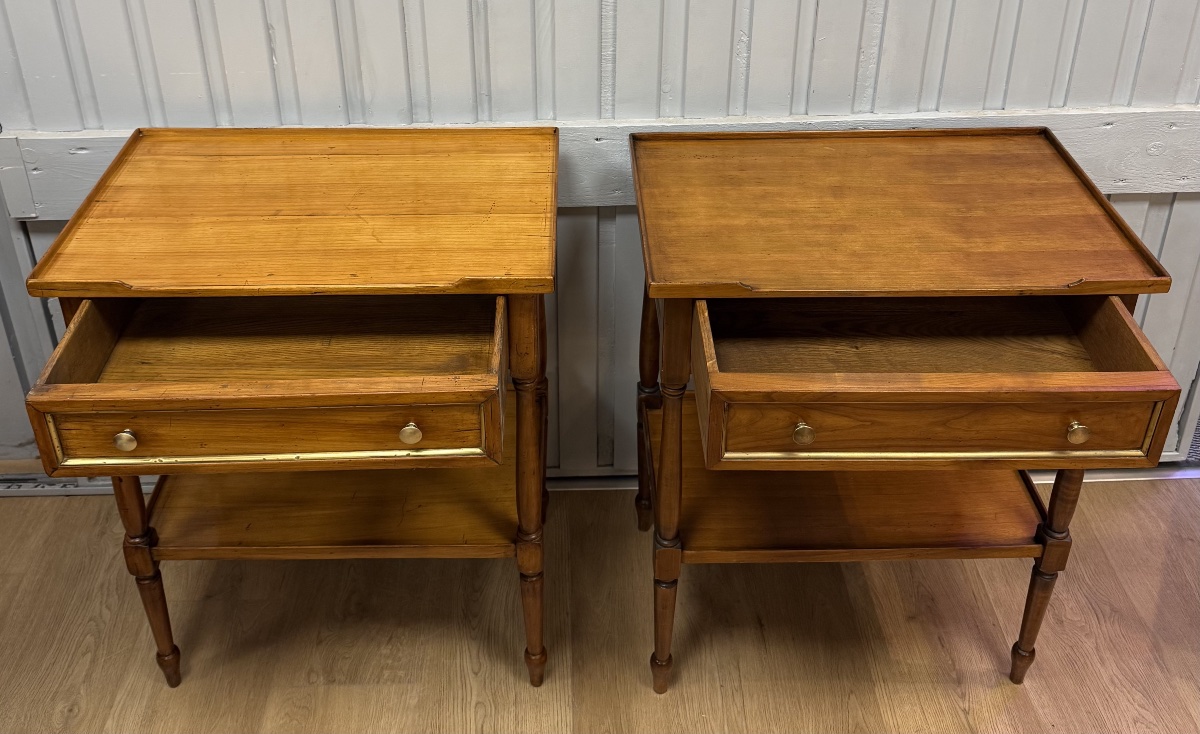 Pair Of Cherry Wood Side Tables -photo-4