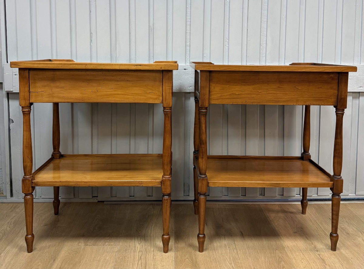 Pair Of Cherry Wood Side Tables -photo-2