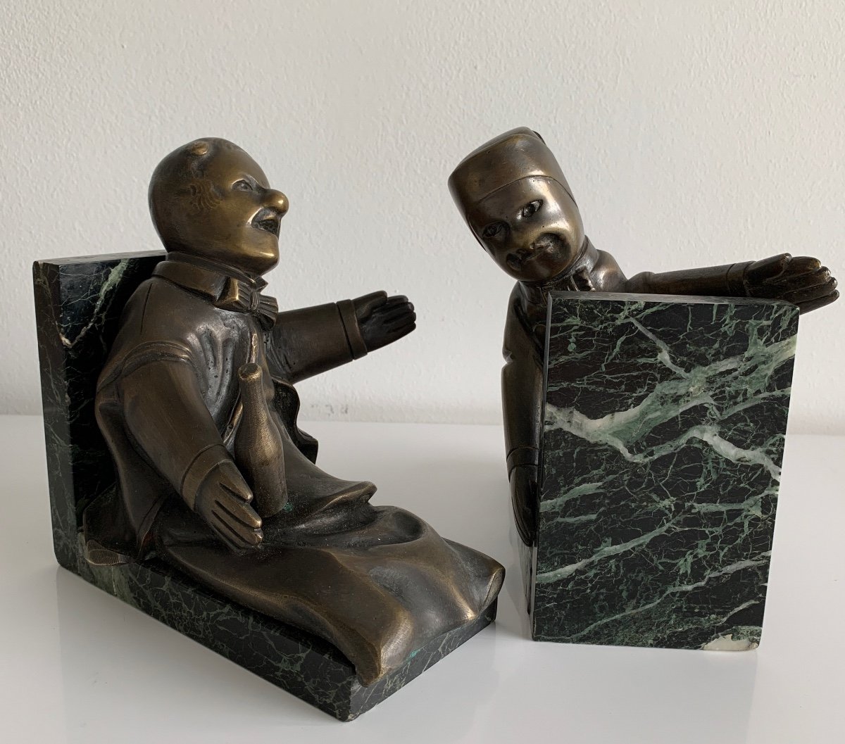 Gignol And Gnafron, Bronze Bookends-photo-1