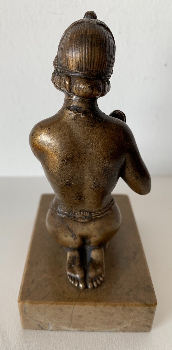 Young Art Deco Woman, Subject In Spelter-photo-3
