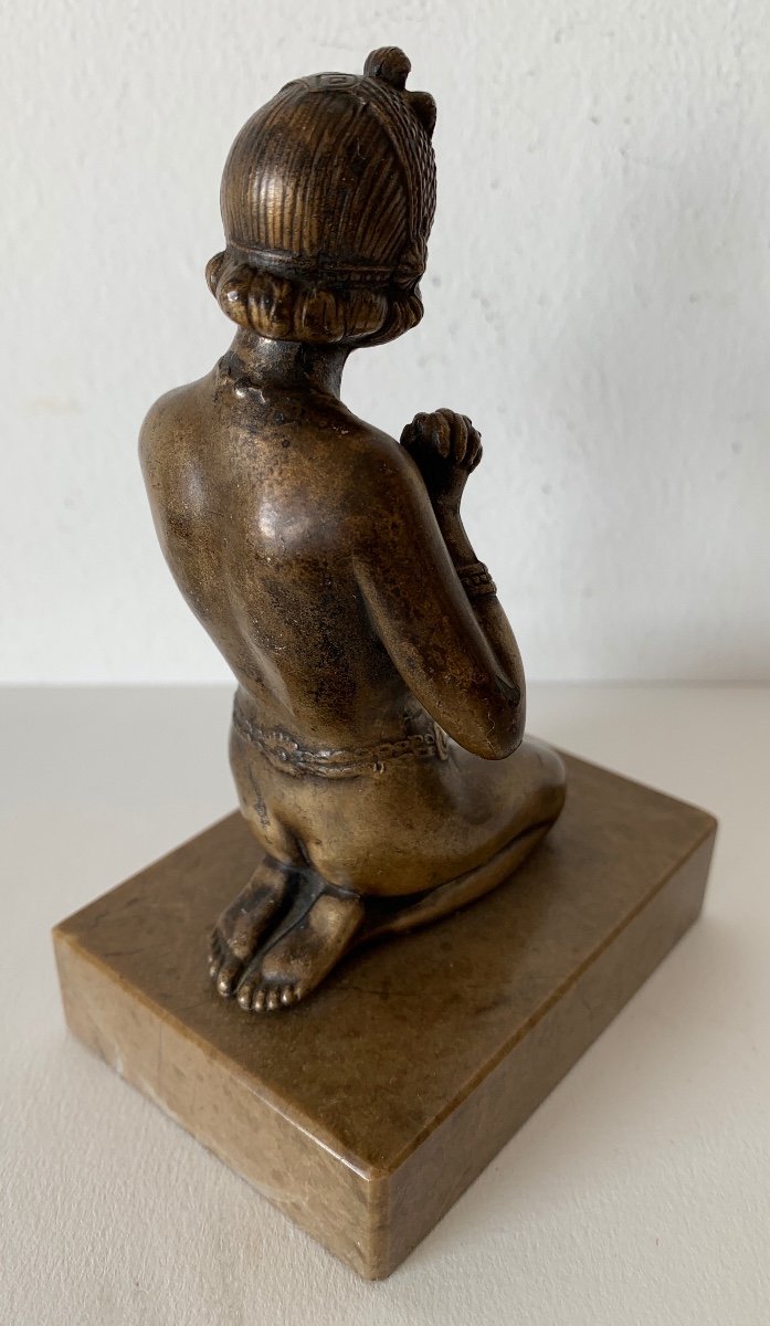 Young Art Deco Woman, Subject In Spelter-photo-4