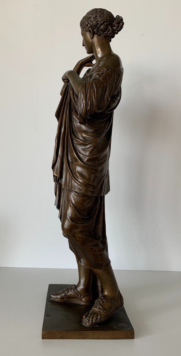 Young Woman In A Tunic, Bronze Sculpture-photo-4