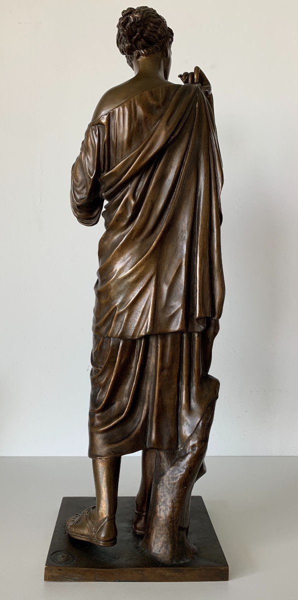 Young Woman In A Tunic, Bronze Sculpture-photo-1