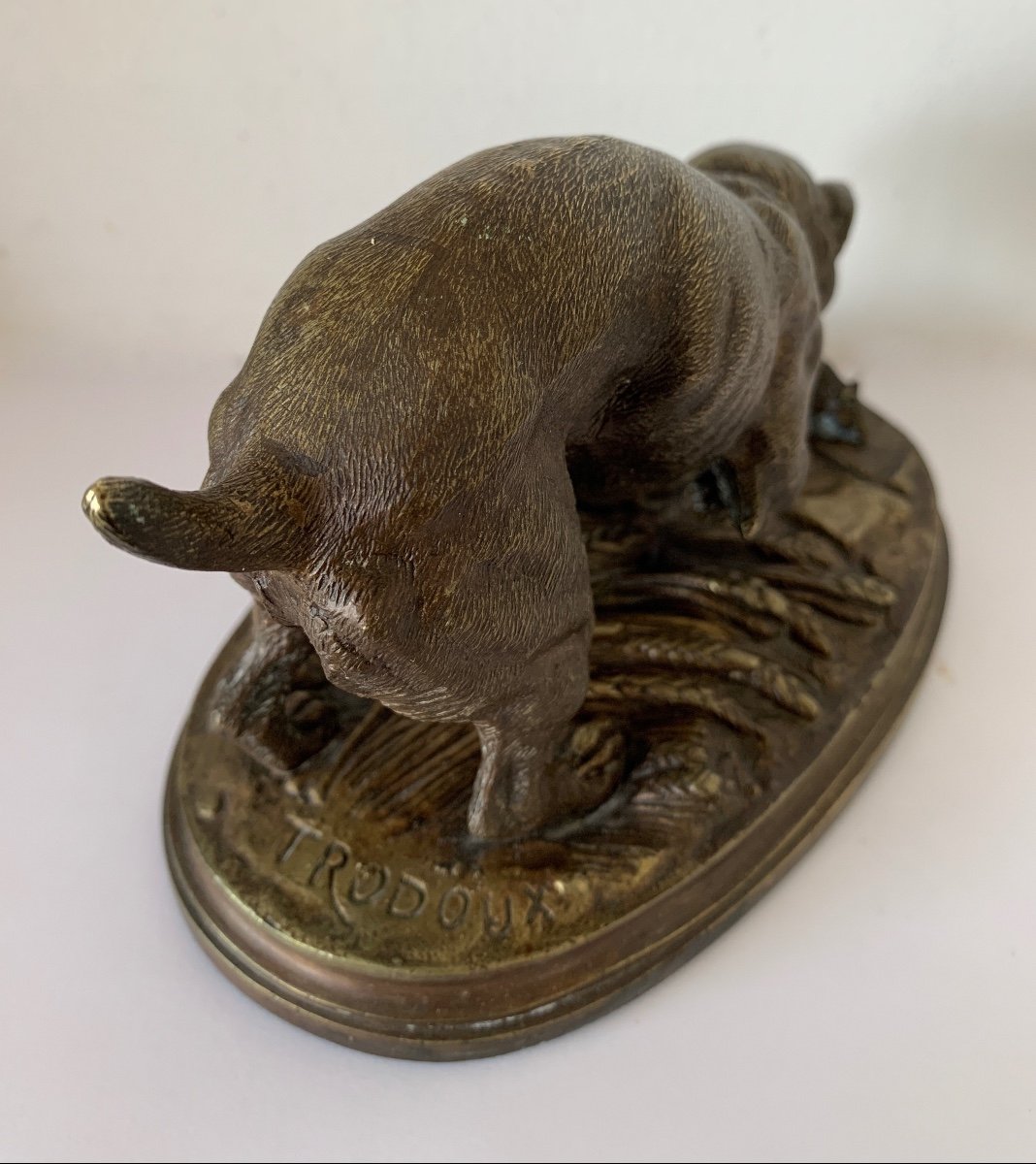 Chien Jouant Avec un petit rat , Sculpture En Bronze-photo-2