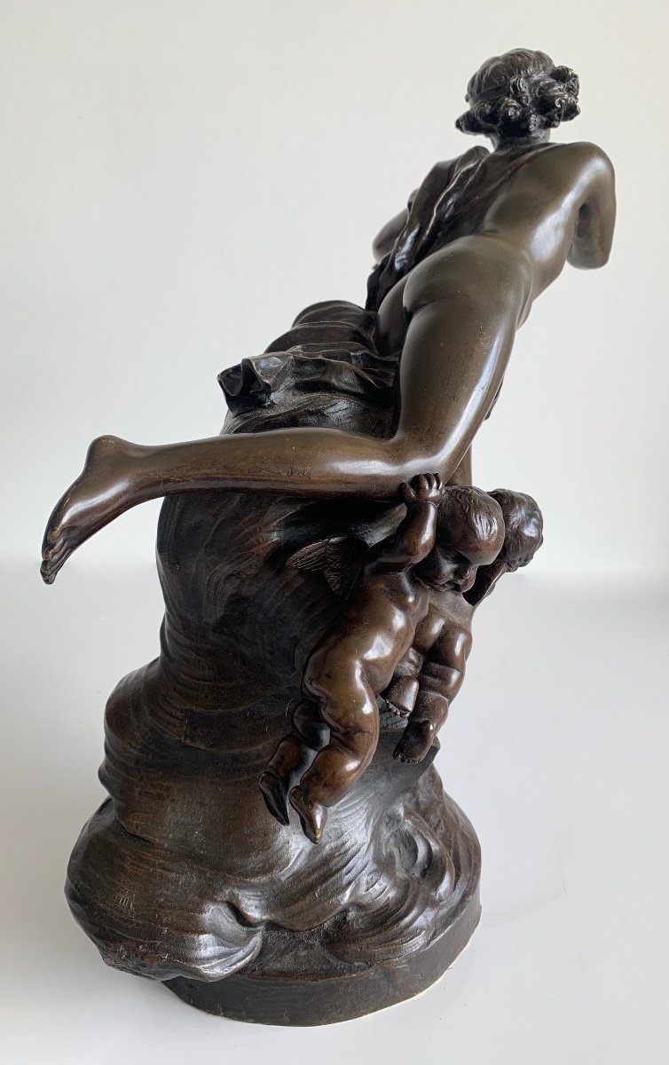 Cupidon Sur Un Nuage , Sculpture En Bronze -photo-3
