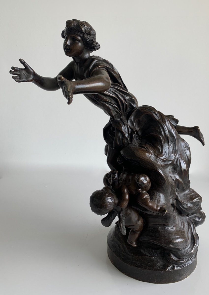 Cupidon Sur Un Nuage , Sculpture En Bronze -photo-1